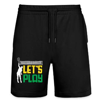 Tennis Player Let's Play Tennis - Stanley/Stella Trainer Unisex Organic Jogging Shorts - black - Front - Nik (191cm) & Marisol (170cm)