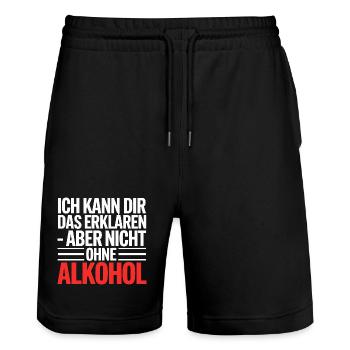 Ich erkläre es – aber ohne Alkohol - Stanley/Stella Unisex Bio Joggingshorts Trainer  - Schwarz - Vorne - Nik (191cm) & Marisol (170cm)