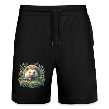 Igel - Stanley/Stella Unisex Bio Joggingshorts Trainer  - Schwarz - Vorne - Nik (191cm) & Marisol (170cm)