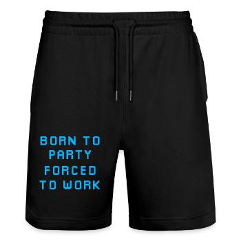Geboren, um zu arbeiten, zur Arbeit gezwungen - Stanley/Stella Unisex Bio Joggingshorts Trainer  - Schwarz - Vorne - Nik (191cm) & Marisol (170cm)