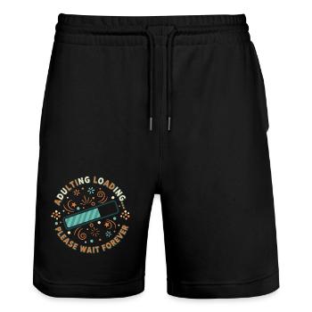 Adulting Loading Party - Stanley/Stella Unisex Bio Joggingshorts Trainer  - Schwarz - Vorne - Nik (191cm) & Marisol (170cm)