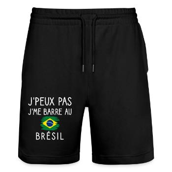 I Can't I'm Leaving in Brazil Humor Travel - Stanley/Stella Trainer Unisex Organic Jogging Shorts - black - Front - Nik (191cm) & Marisol (170cm)