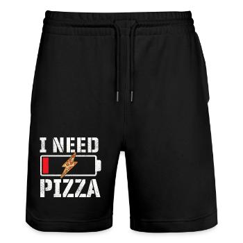 I Need Pizza Funny Food Quote Pizza Lover - Stanley/Stella Trainer Unisex Organic Jogging Shorts - black - Front - Nik (191cm) & Marisol (170cm)