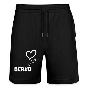 Bernd as a first name - Stanley/Stella Trainer Unisex Organic Jogging Shorts - black - Front - Nik (191cm) & Marisol (170cm)