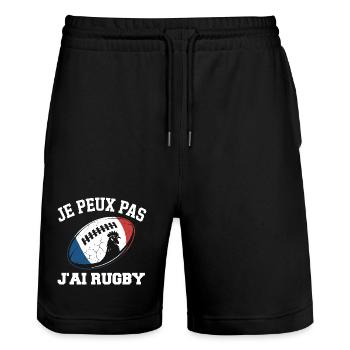 I can't I have rugby - Stanley/Stella Trainer Unisex Organic Jogging Shorts - black - Front - Nik (191cm) & Marisol (170cm)
