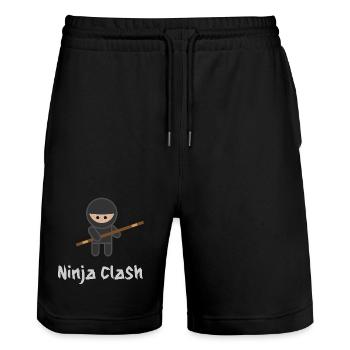 Ninja Fight Sport Bo - Stanley/Stella Unisex Bio Joggingshorts Trainer  - Schwarz - Vorne - Nik (191cm) & Marisol (170cm)