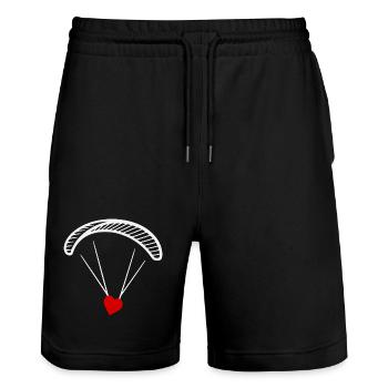 Paragleiter - Gleitschirm mit Herz - Valentinstag  - Stanley/Stella Unisex Bio Joggingshorts Trainer  - Schwarz - Vorne - Nik (191cm) & Marisol (170cm)
