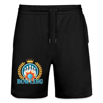 Bowling Couronne Royale - Short de jogging bio TRAINER Stanley/Stella unisexe - noir - Devant - Nik (191cm) & Marisol (170cm)