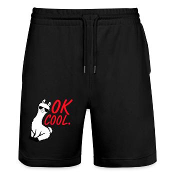OK Cool Llama Sunglasses Sitting Funny Naughty - Stanley/Stella Trainer Unisex Organic Jogging Shorts - black - Front - Nik (191cm) & Marisol (170cm)