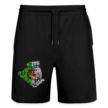 Carte d'Algérie en couleur drapeau et 48 wilayas - Stanley/Stella Trainer Unisex Organic Jogging Shorts - black - Front - Nik (191cm) & Marisol (170cm)