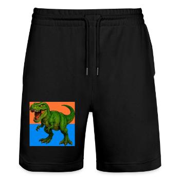 Dinosaurier - Stanley/Stella Unisex Bio Joggingshorts Trainer  - Schwarz - Vorne - Nik (191cm) & Marisol (170cm)