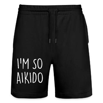 aïkido - Short de jogging bio TRAINER Stanley/Stella unisexe - noir - Devant - Nik (191cm) & Marisol (170cm)