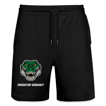 Crocodile Workout – Hard Training & Combat Sports  - Stanley/Stella Trainer Unisex Organic Jogging Shorts - black - Front - Nik (191cm) & Marisol (170cm)