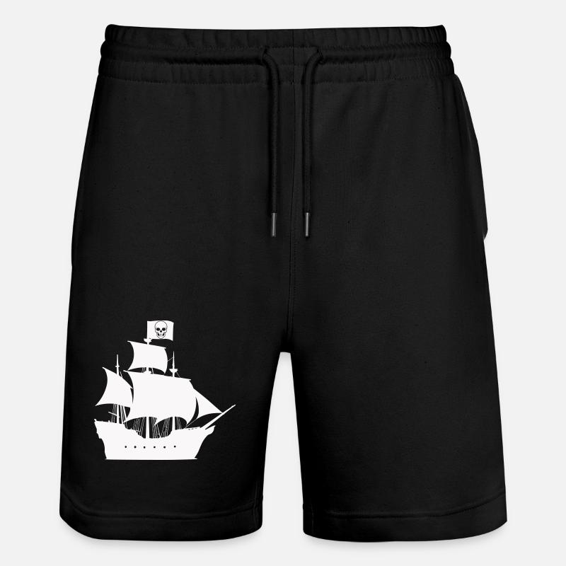 Merirosvolaivan siluetti - Stanley/Stella Trainer unisex luomu-collegeshortsit - musta