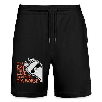 Lama Sunglasses Not Like The Others I'm Worse - Stanley/Stella Trainer Unisex Organic Jogging Shorts - black - Front - Nik (191cm) & Marisol (170cm)