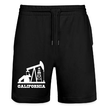 California Oilfield Pumpjack Design - Stanley/Stella Trainer Unisex Organic Jogging Shorts - black - Front - Nik (191cm) & Marisol (170cm)