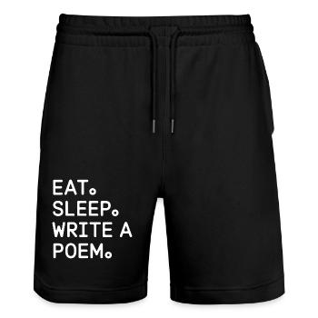 Iss, schlaf, ein Gedicht schreiben - Stanley/Stella Unisex Bio Joggingshorts Trainer  - Schwarz - Vorne - Nik (191cm) & Marisol (170cm)