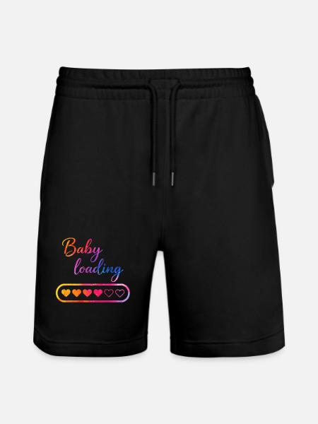 Baby loading heart - Stanley/Stella Trainer Unisex Organic Jogging Shorts - black