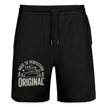 May 1972 – Legend of the Peaks and Mountains - Stanley/Stella Trainer Unisex Organic Jogging Shorts - black - Front - Nik (191cm) & Marisol (170cm)