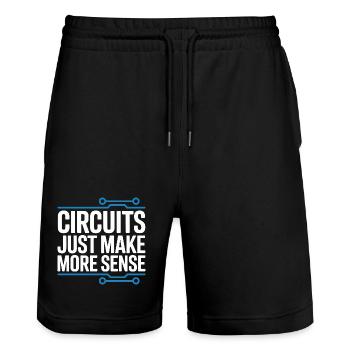 Schaltkreise Machen Technik Sinnvoller - Stanley/Stella Unisex Bio Joggingshorts Trainer  - Schwarz - Vorne - Nik (191cm) & Marisol (170cm)