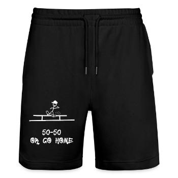50-50 or Go Home – Grind Trick Skateboard - Stanley/Stella Unisex Bio Joggingshorts Trainer  - Schwarz - Vorne - Nik (191cm) & Marisol (170cm)