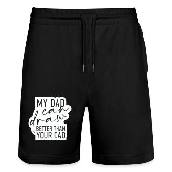 My dad can draw better than your dad - Stanley/Stella Unisex Bio Joggingshorts Trainer  - Schwarz - Vorne - Nik (191cm) & Marisol (170cm)