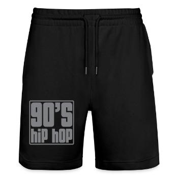90er Hip-Hop-Raster - Stanley/Stella Unisex Bio Joggingshorts Trainer  - Schwarz - Vorne - Nik (191cm) & Marisol (170cm)