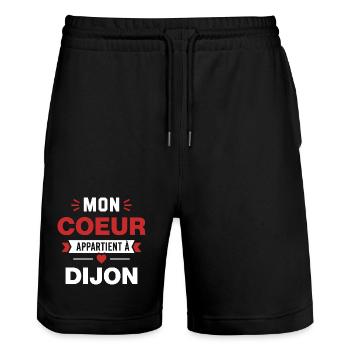 Mon Coeur Appartient à Dijon - Short de jogging bio TRAINER Stanley/Stella unisexe - noir - Devant - Nik (191cm) & Marisol (170cm)