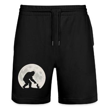 Bigfoot, Cat, Moon, Full Moon, Kitten - Stanley/Stella Trainer Unisex Organic Jogging Shorts - black - Front - Nik (191cm) & Marisol (170cm)