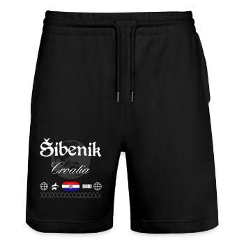 Šibenik Kroatien Streetwear Reise Souvenir - Stanley/Stella Unisex Bio Joggingshorts Trainer  - Schwarz - Vorne - Nik (191cm) & Marisol (170cm)