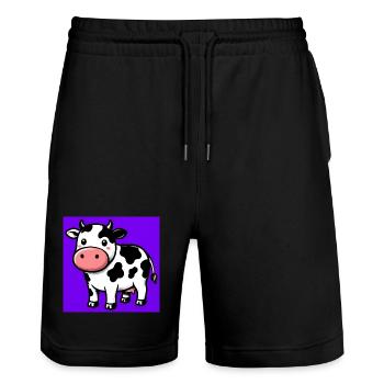 vache - Short de jogging bio TRAINER Stanley/Stella unisexe - noir - Devant - Nik (191cm) & Marisol (170cm)