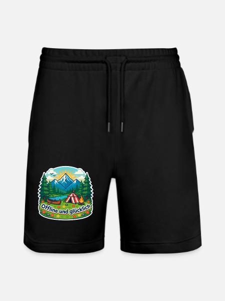 Camping Glück - Stanley/Stella Unisex Bio Joggingshorts Trainer - Schwarz