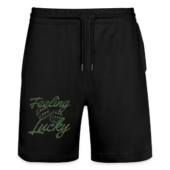 Feeling Lucky Dice Script - Stanley/Stella Trainer Unisex Organic Jogging Shorts - black - Front - Nik (191cm) & Marisol (170cm)