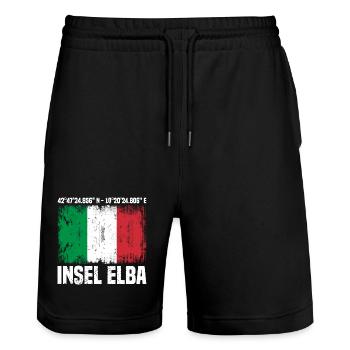 Elba Koordinaten - Stanley/Stella Unisex Bio Joggingshorts Trainer  - Schwarz - Vorne - Nik (191cm) & Marisol (170cm)