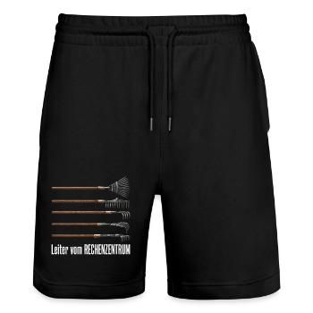 Rechenzentrum Design Gartengeräte Rechen Leiter - Stanley/Stella Unisex Bio Joggingshorts Trainer  - Schwarz - Vorne - Nik (191cm) & Marisol (170cm)