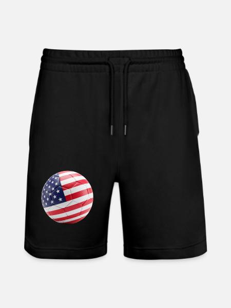 USA FLAG ON A SOCCERBALL - Stanley/Stella Trainer Unisex Organic Jogging Shorts - black