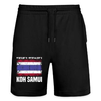 Koh Samui Koordinaten - Stanley/Stella Unisex Bio Joggingshorts Trainer  - Schwarz - Vorne - Nik (191cm) & Marisol (170cm)