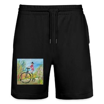  Hochrad - Stanley/Stella Unisex Bio Joggingshorts Trainer  - Schwarz - Vorne - Nik (191cm) & Marisol (170cm)