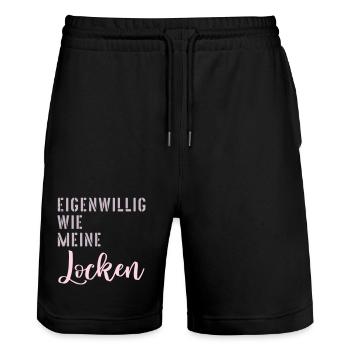 Haare Locken Eigenwillig - Stanley/Stella Unisex Bio Joggingshorts Trainer  - Schwarz - Vorne - Nik (191cm) & Marisol (170cm)