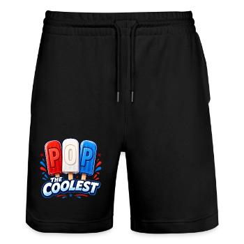 Funny grandpa, the coolest dad - Stanley/Stella Trainer Unisex Organic Jogging Shorts - black - Front - Nik (191cm) & Marisol (170cm)