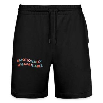 Indisponible émotionnellement - Short de jogging bio TRAINER Stanley/Stella unisexe - noir - Devant - Nik (191cm) & Marisol (170cm)