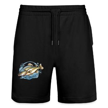 Aesthetic Fisherman Fish Illustration Angel - Stanley/Stella Trainer Unisex Organic Jogging Shorts - black - Front - Nik (191cm) & Marisol (170cm)