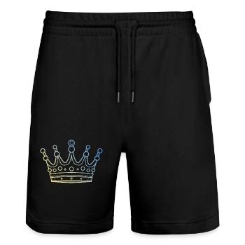 Krone Symbol - Stanley/Stella Unisex Bio Joggingshorts Trainer  - Schwarz - Vorne - Nik (191cm) & Marisol (170cm)