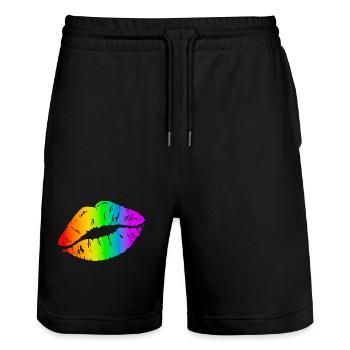 Le baiser de la fierté - Short de jogging bio TRAINER Stanley/Stella unisexe - noir - Devant - Nik (191cm) & Marisol (170cm)