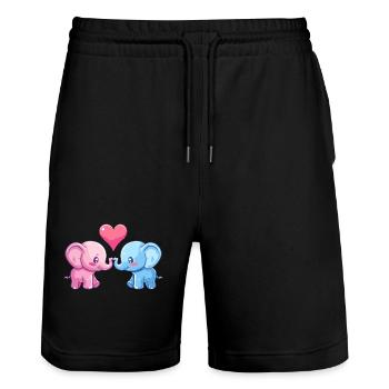 Elefant Paar Liebe Valentinstag - Stanley/Stella Unisex Bio Joggingshorts Trainer  - Schwarz - Vorne - Nik (191cm) & Marisol (170cm)