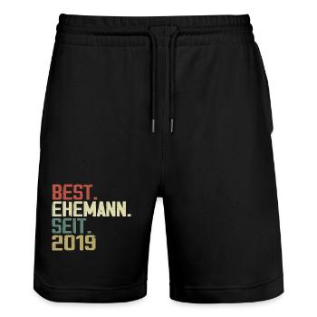Best Ehemann Seit 2019 Geburtstagsgeschenk 2019 - Stanley/Stella Unisex Bio Joggingshorts Trainer  - Schwarz - Vorne - Nik (191cm) & Marisol (170cm)