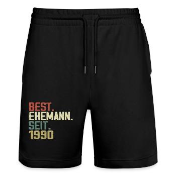Best Husband Since 1990 Birthday Gift 1990 - Stanley/Stella Trainer Unisex Organic Jogging Shorts - black - Front - Nik (191cm) & Marisol (170cm)