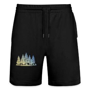 Wald Bäume - Stanley/Stella Unisex Bio Joggingshorts Trainer  - Schwarz - Vorne - Nik (191cm) & Marisol (170cm)