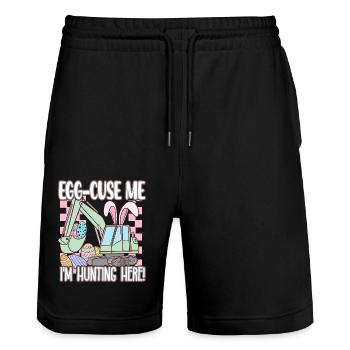Egg cuse me Happy Easter - Stanley/Stella Unisex Bio Joggingshorts Trainer  - Schwarz - Vorne - Nik (191cm) & Marisol (170cm)