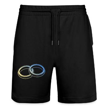 Eheringe Hochzeit - Stanley/Stella Unisex Bio Joggingshorts Trainer  - Schwarz - Vorne - Nik (191cm) & Marisol (170cm)